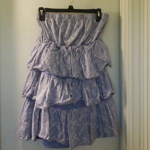 Strapless blue dress